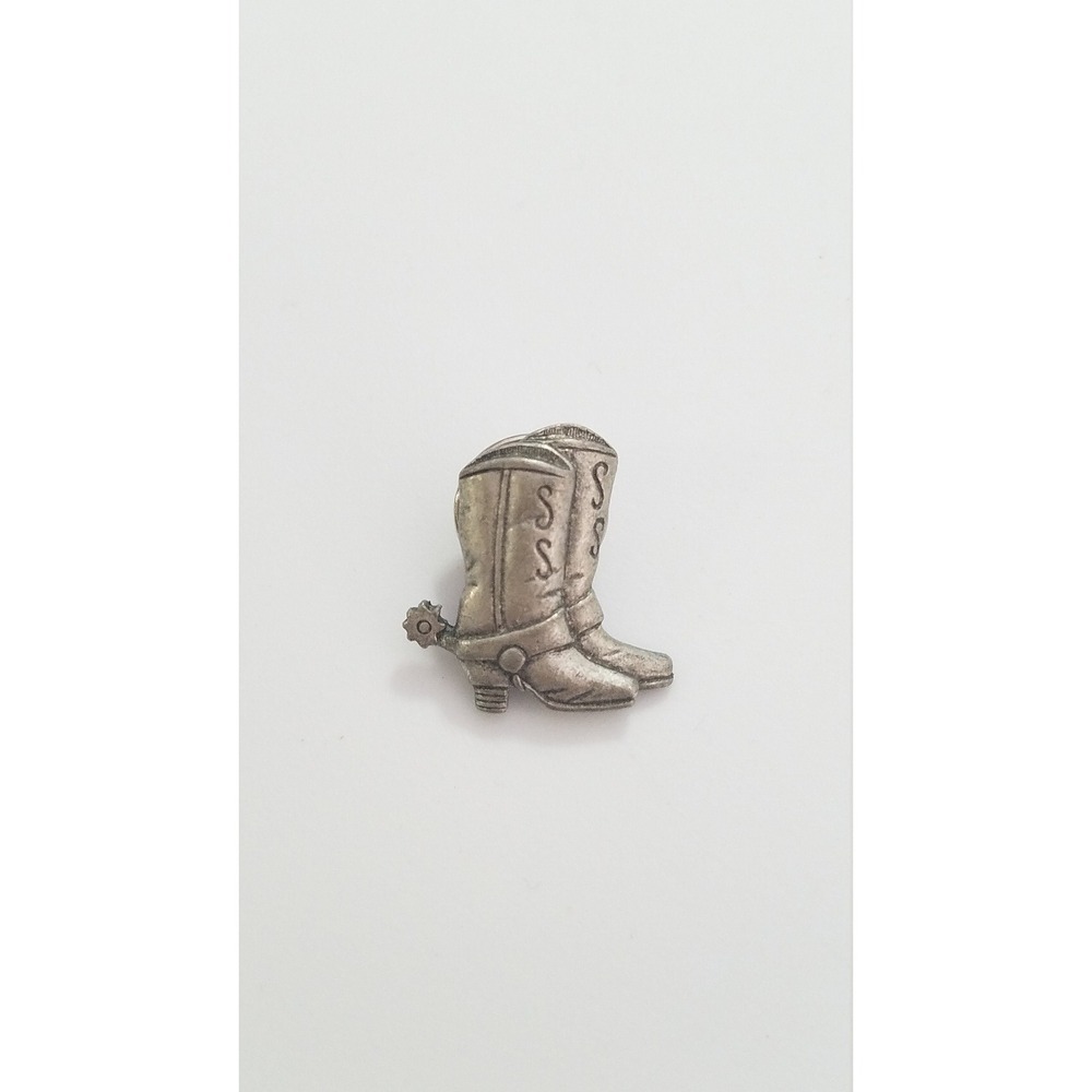 Vtg JJ Jonette Jewelry Cowbow Western brooch pin silver tone
